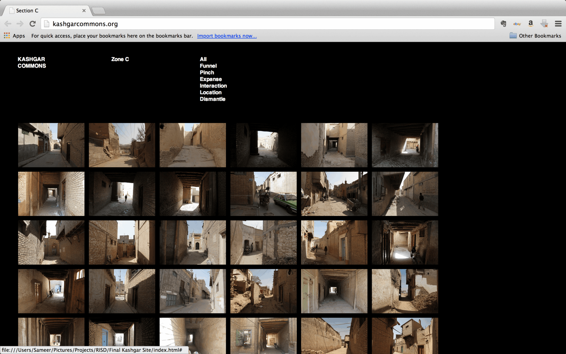 A screenshot of a website containing photographs of Kashgar.