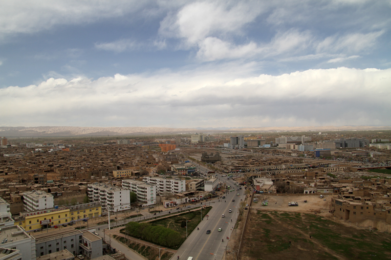 A scenic view from a high point of Kashgar.